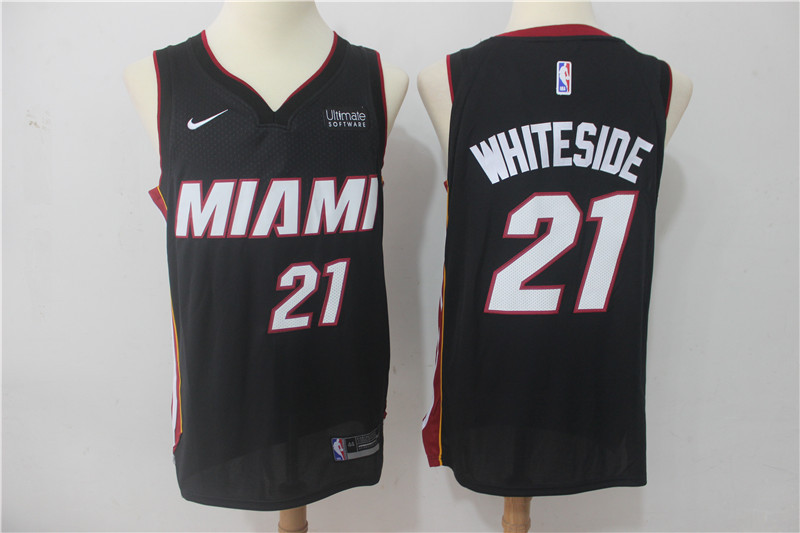 Men Miami Heat #21 Whiteside Black Game Nike NBA Jerseys->miami heat->NBA Jersey
